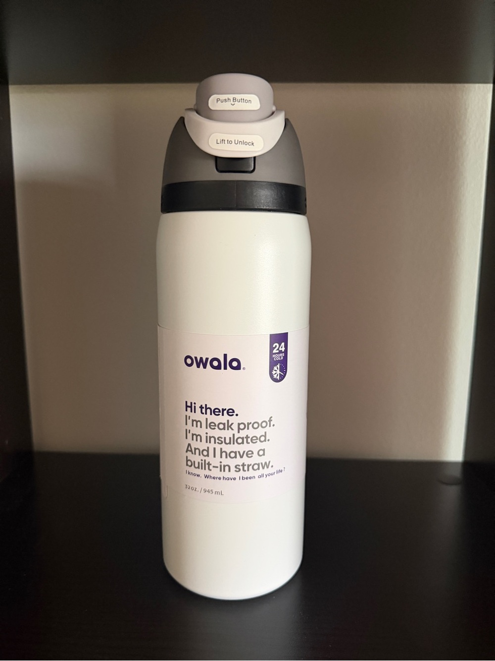 Owala 32oz FreeSip Water Bottle Marshmallow White Triple Layer Insulated New NWT